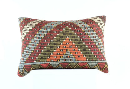 Kilim Pillow Cover 16x24 Tribal Vintage Turkish Carpet Lumbar Pillow Cover 1968