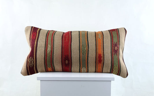 Home Decorative Handmade 12x24 Tribal Vintage Turkish Kilim Pillow Cover 2700