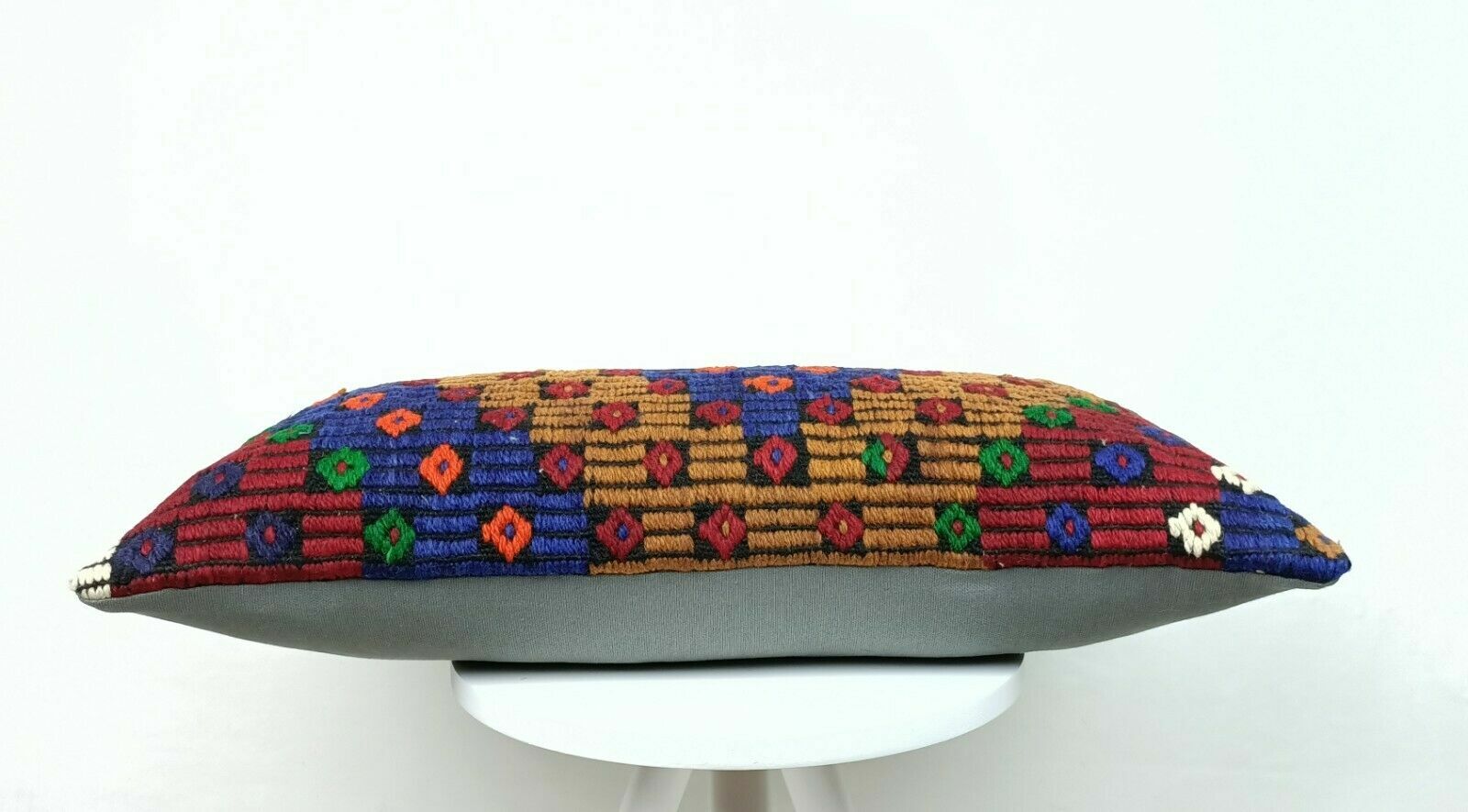 Turkish Kilim Pillow Cover 12x24 Sofa Ethnic Bohemian Wool Lumbar Cushion  E419
