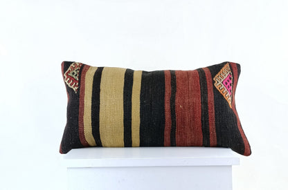 10x20 Kilim Lumbar Pillow Cover Vintage Ethnic Oushak Kilim Pillow Cover E1103