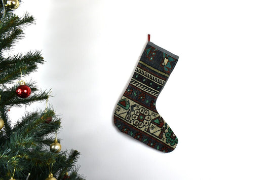 Kilim Christmas Stocking Vintage Rug Stocking Ethnic Decorative Xmas Socks S606