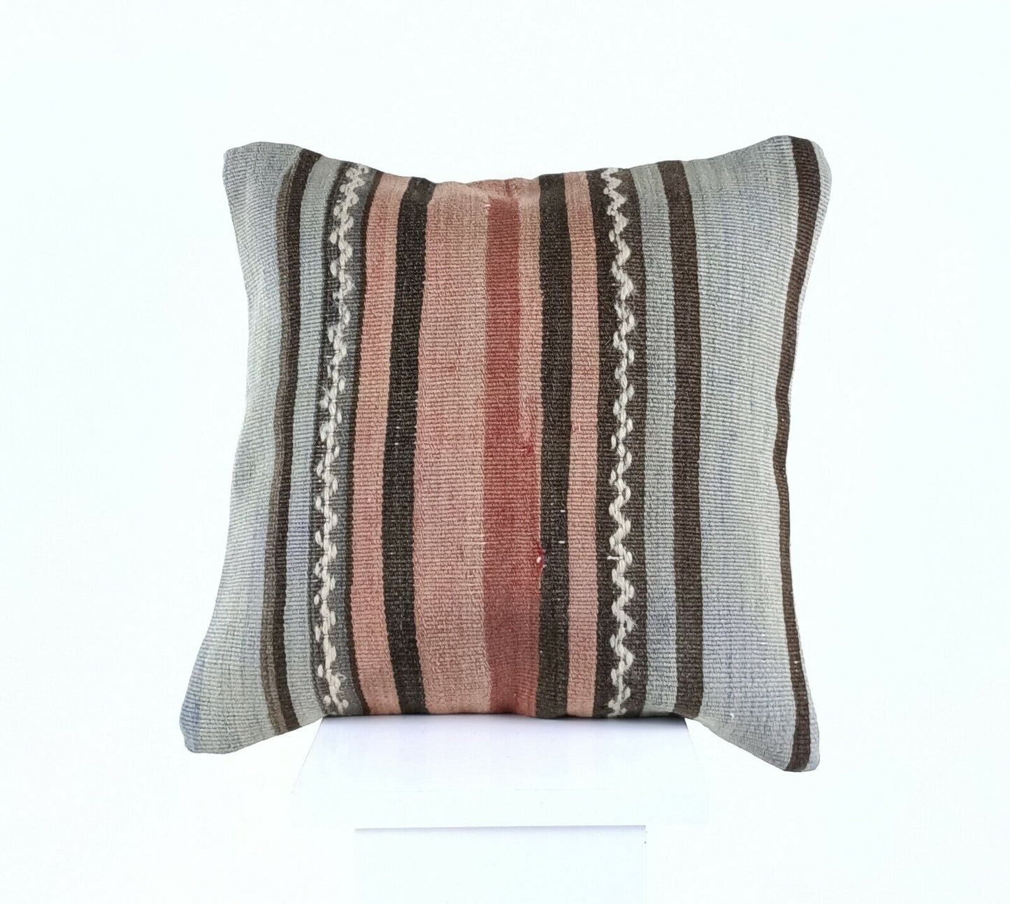 Kilim Pillow Cushion Case 16x16 in Handmade Turkish Traditional Wool Pillow A539