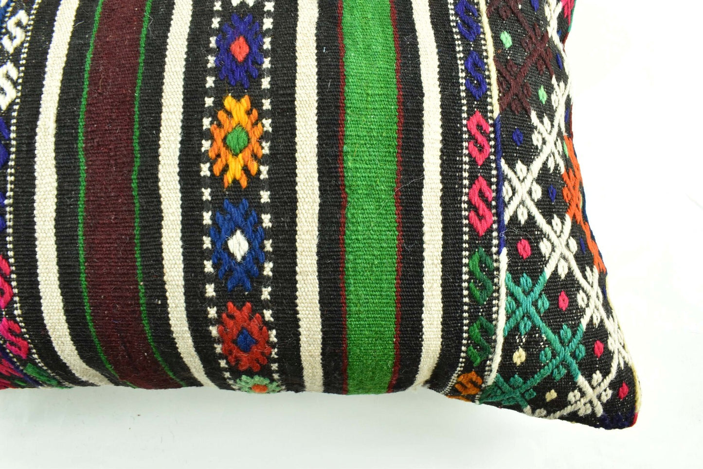 Kilim Pillow Cover 16x24 Tribal Vintage Turkish Carpet Lumbar Pillow Cover 3098
