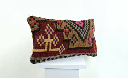 Kilim Pillow Cover 8x16 in Handmade Oriental Rug Tribal Ethnic Lumbar Case A1364