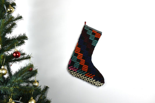 Kilim Christmas Stocking Vintage Rug Stocking Ethnic Decorative Xmas Socks S822