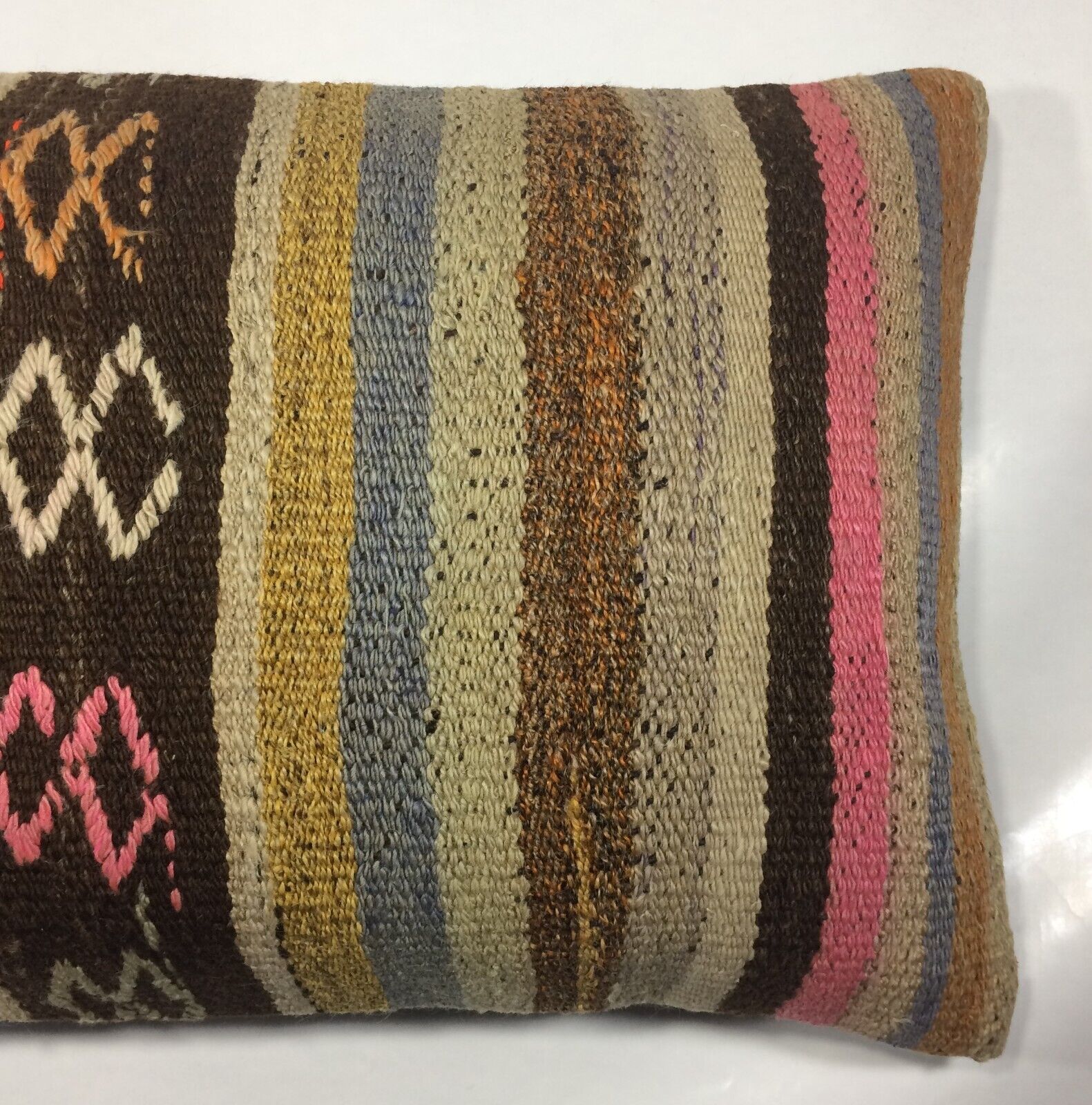 Kilim Pillow Cover 16x24 Tribal Vintage Turkish Carpet Lumbar Pillow Cover 1016