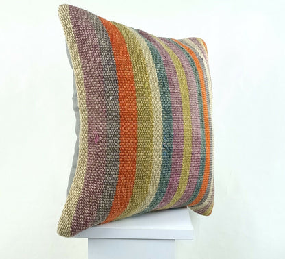 Kilim Pillow Cover 16x16 Oriental Traditional Handmade Bohemian Cushion A1170