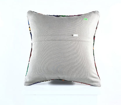 18"x18" Kilim Pillow Cover  Handmade Turkish Vintage Cushion Tribal Lumbar E1375