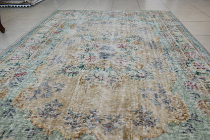 Large Turkish Rug 8.3x5.4 ft Vintage Rug Faded Oushak Rug Living Room Carpet B15
