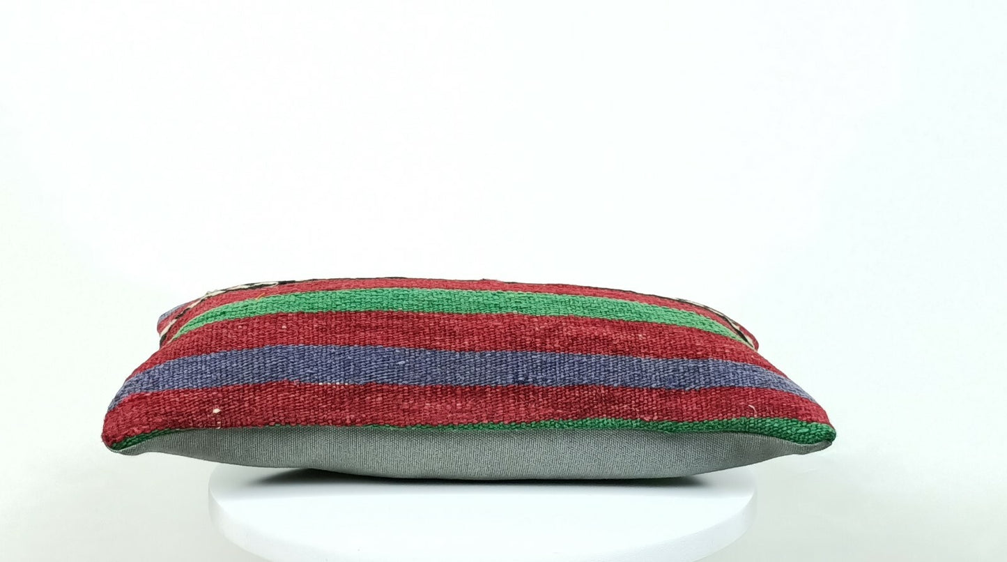 8x16 Handmade Turkish Kilim Pillow Cover Ethnic Tribal Kilim Lumbar Cushion E359