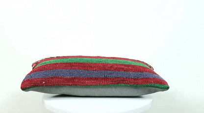 8x16 Handmade Turkish Kilim Pillow Cover Ethnic Tribal Kilim Lumbar Cushion E359