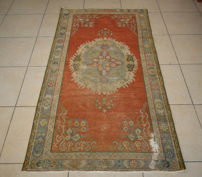 Oushak Runner 6x3 ft Handwoven Turkish Runner Vintage Runner Floor Rug R03