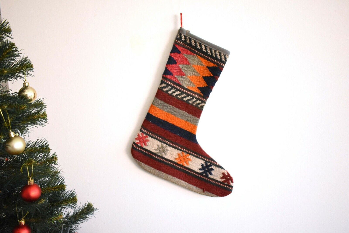 Christmas Stocking Kilim Christmas Sock Rug Gift Stocking Xmas Decor Socks S244