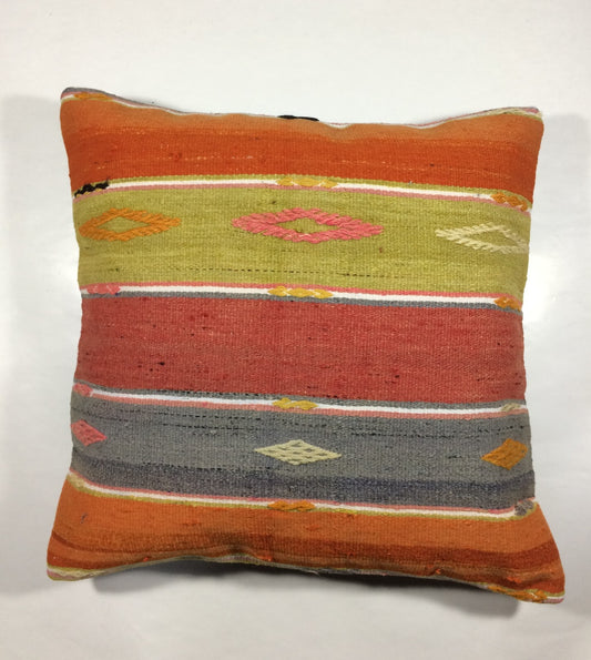 18"x18" Kilim Pillow Cover  Handmade Turkish Vintage Cushion Tribal Lumbar 702