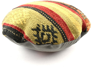 Kilim Round Pillow Cover 18" in Tribal Vintage Turkish Carpet Round Cushion 4934