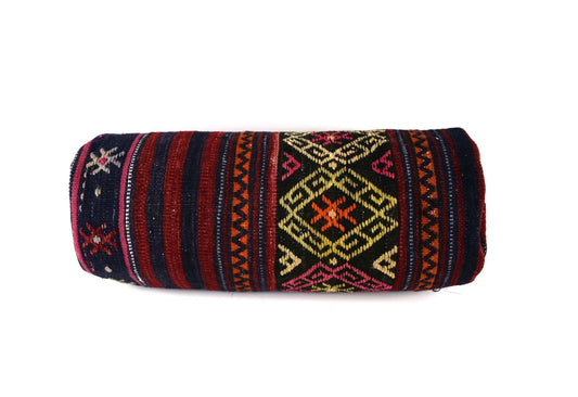 Kilim Bolster Pillow Cover 8x20 in Tribal Vintage Turkish Carpet Bolster Cushion