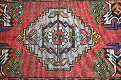  Oushak Runner 3.4x1.5 ft Vintage Turkish Runner Floor Runner Faded Runner Y24