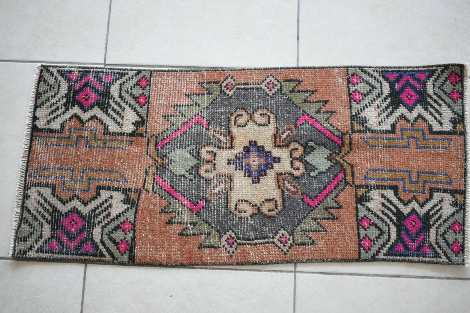  Oushak Runner 3x1.3 ft Vintage Turkish Runner Floor Runner Faded Runner Y21