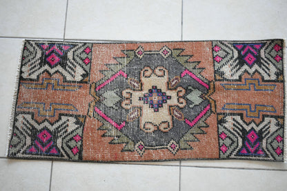  Oushak Runner 3x1.3 ft Vintage Turkish Runner Floor Runner Faded Runner Y21