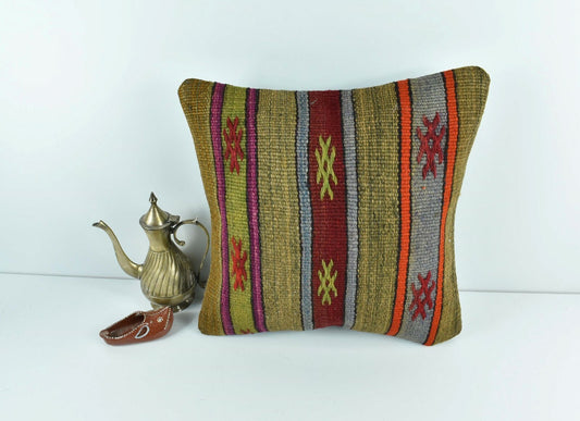 Kilim Pillow Cover 14x14 Vintage Home Decorative Sofa Couch Cushion A1742