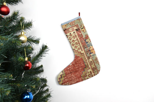 Kilim Christmas Stocking Vintage Rug Stocking Ethnic Decorative Xmas Socks S946