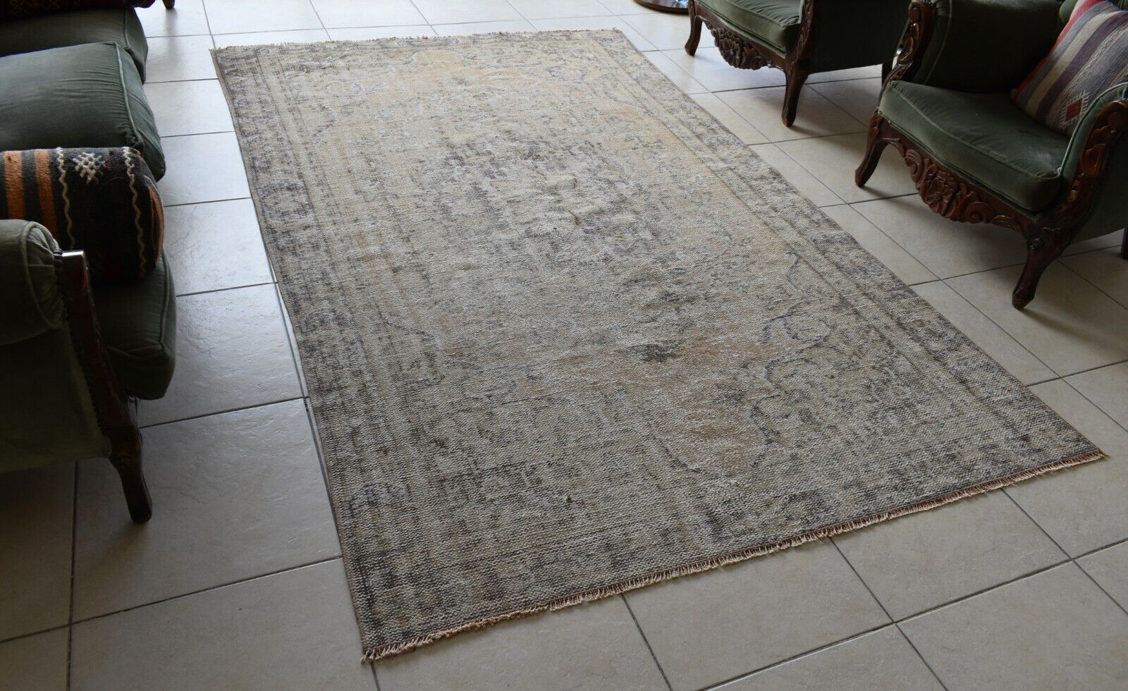 Faded Oushak Rug 8.4x5.1  ft Anatolian Rug Turkish Carpet Boho Floor Rug U22