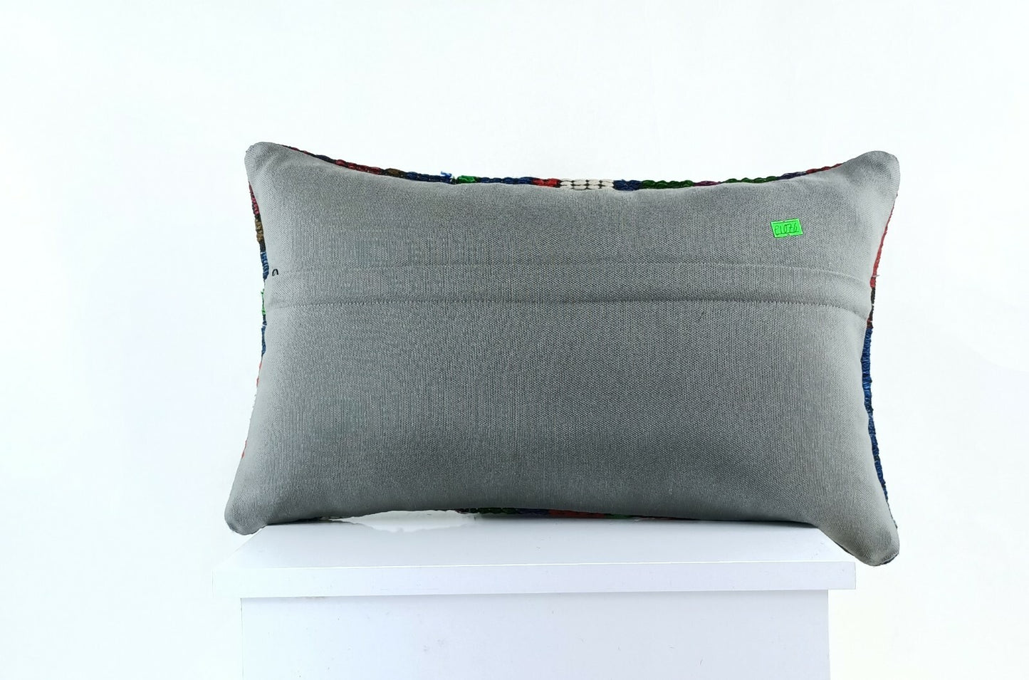 Kilim Pillow Cover 12x20 Handmade Turkish Rug Boho Ethnic Lumbar Cushion E1076