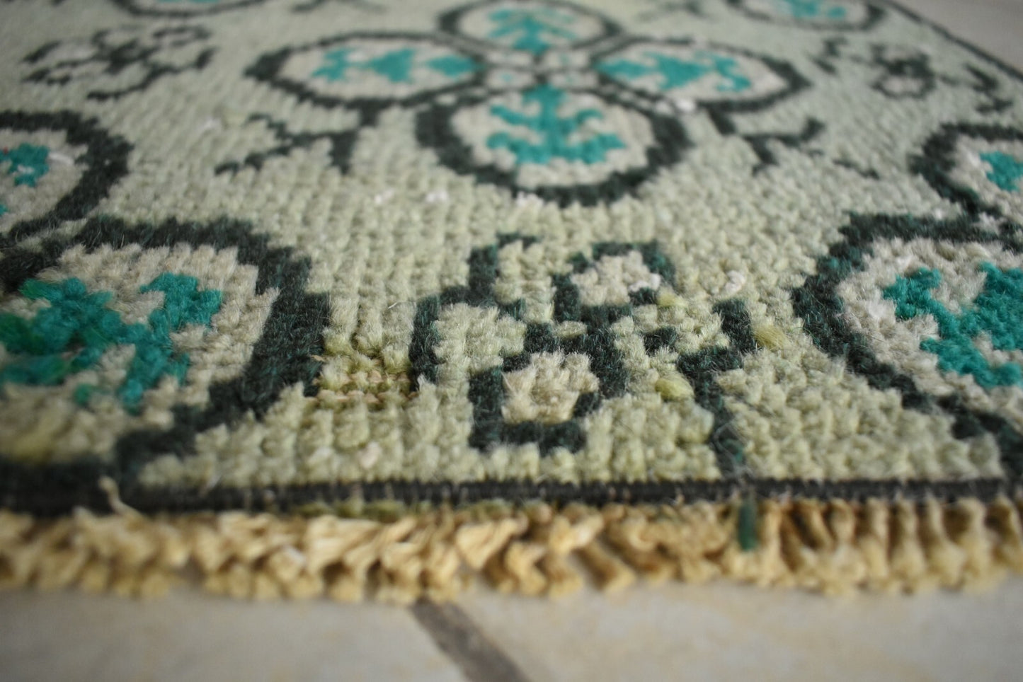 Oushak Runner 3.3x2 ft Handwoven Turkish Runner Vintage Runner Floor Rug R26