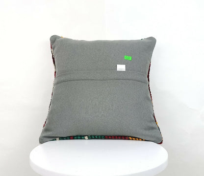 Kilim Pillow Cover 14x14 Handmade Anatolian Traditional Ottoman Cushion  A335