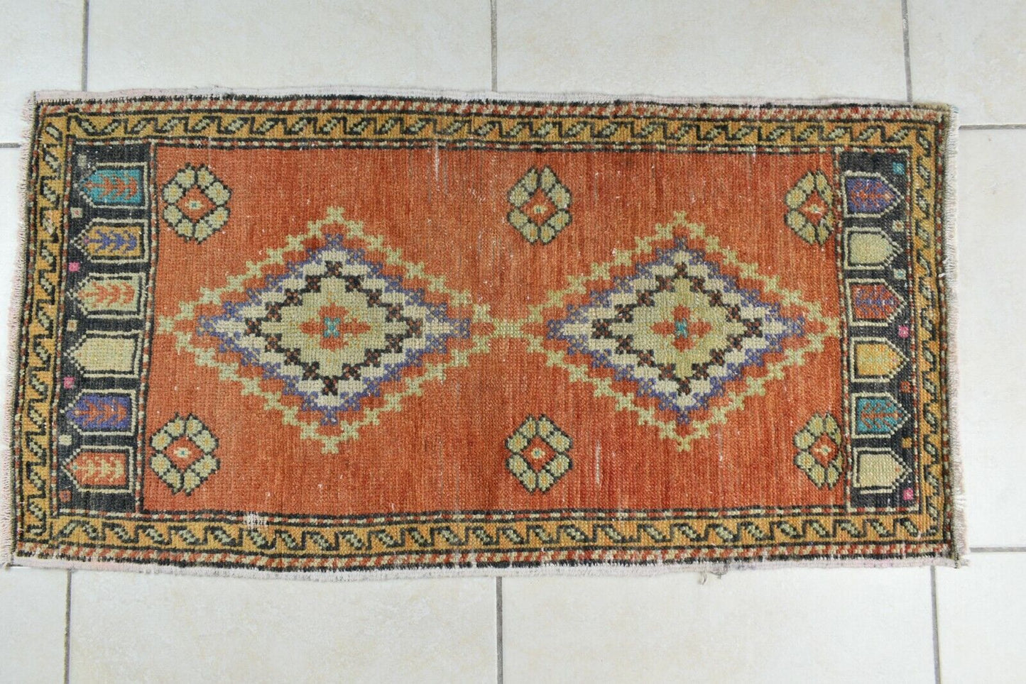 3x1.5 ft Anatolian Runner Small Vintage Rug Oushak Runner Mini Turkish Rug Y80