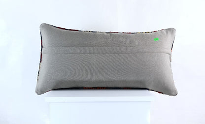 Handmade Turkish Kilim Pillow Cover 12x24 Ethnic Boho Sofa Lumbar Cushion E994