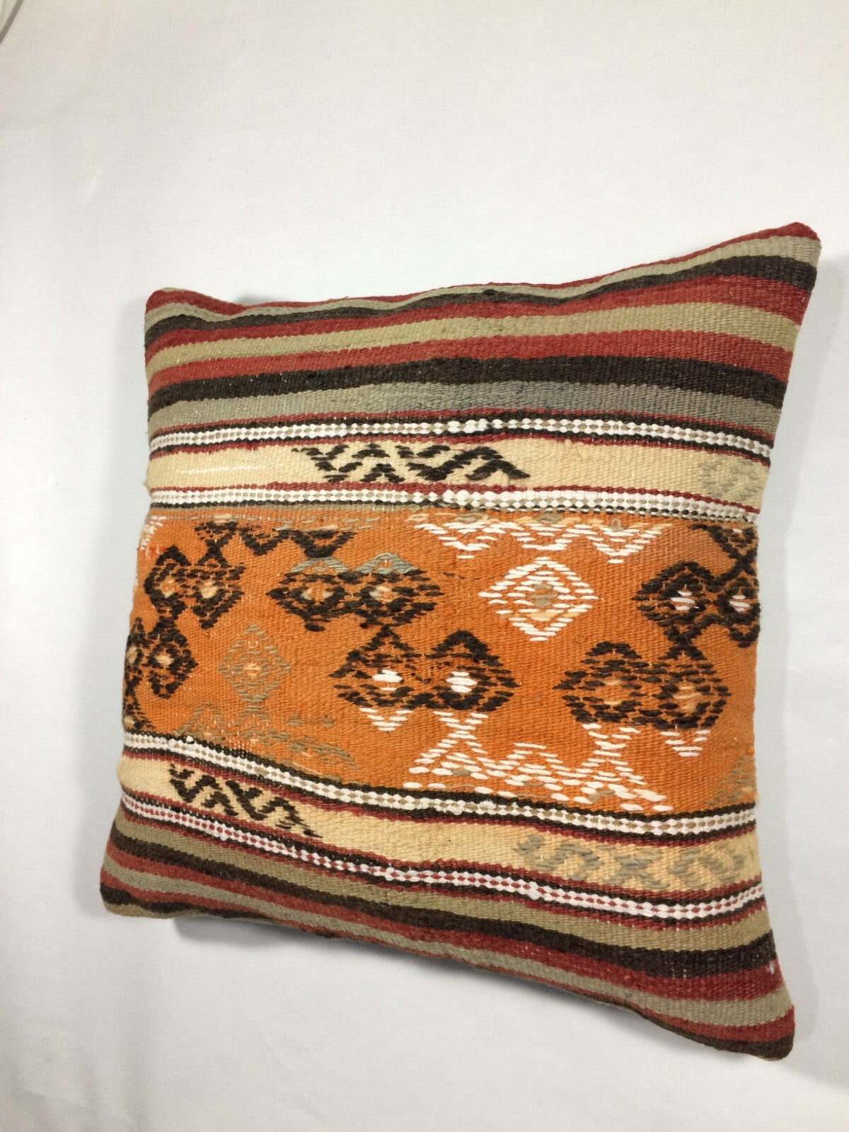 18"x18" Kilim Pillow Cover  Handmade Turkish Vintage Cushion Tribal Lumbar 731