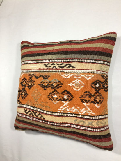 18"x18" Kilim Pillow Cover  Handmade Turkish Vintage Cushion Tribal Lumbar 731