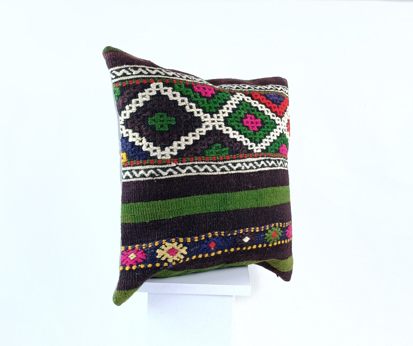 18"x18" Kilim Pillow Cover  Handmade Turkish Vintage Cushion Tribal Lumbar 1838