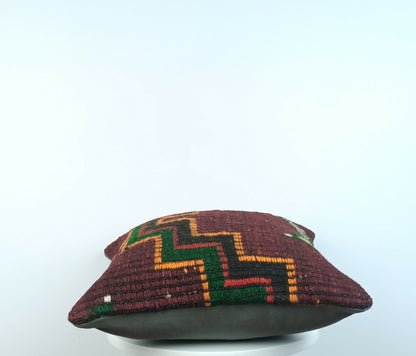 Kilim Pillow Cover 16"x16" Home Decorative Boho Rustic Rug Lumbar Cushion E200