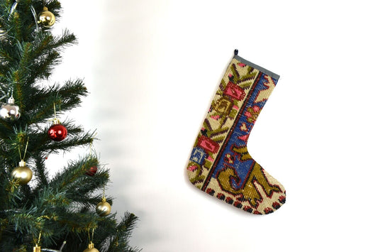 Kilim Christmas Stocking Vintage Rug Stocking Ethnic Decorative Xmas Socks S761