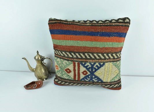 Kilim Pillow Cover 14x14 Vintage Home Decorative Sofa Couch Cushion A1719