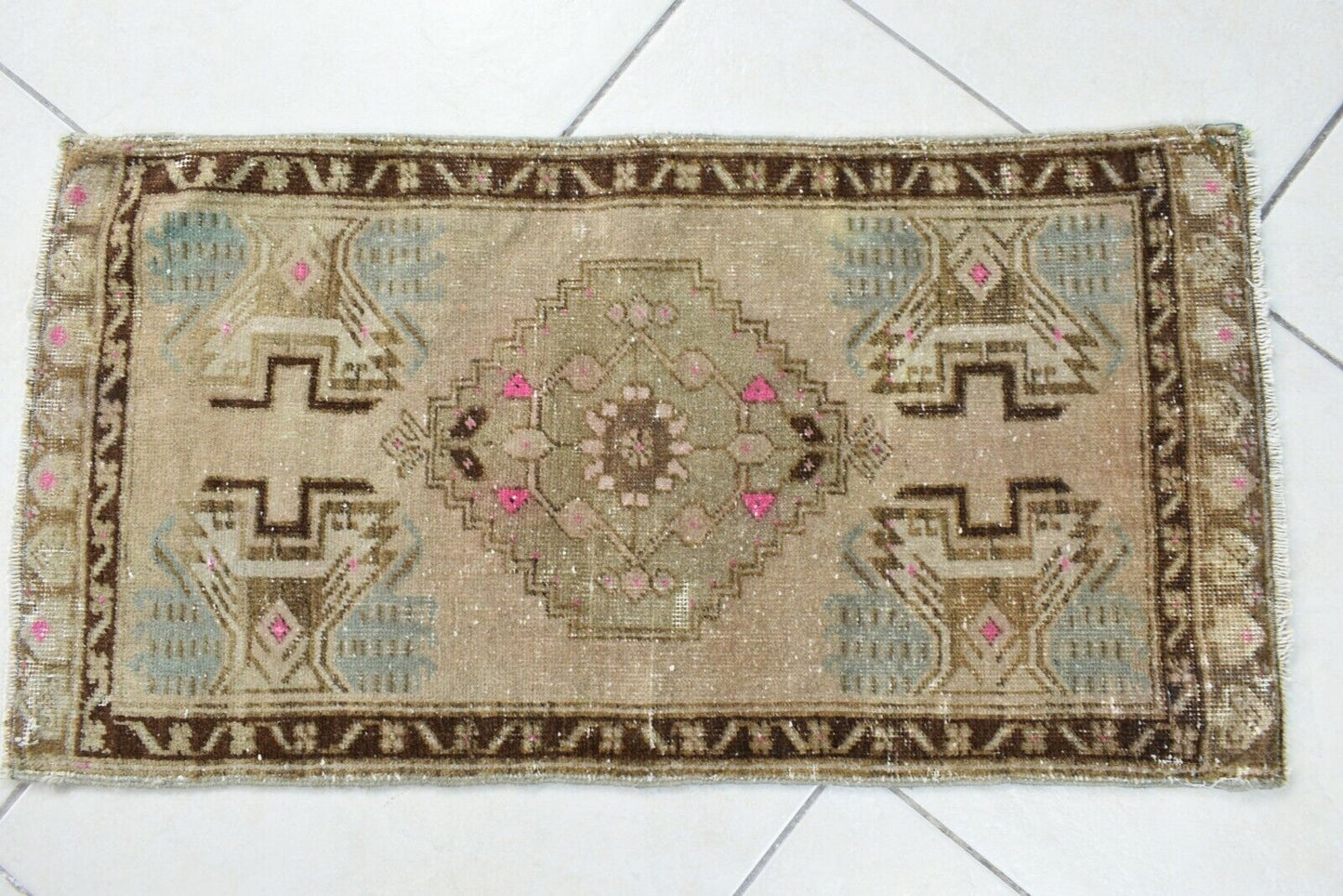 Turkish Runner 2.7x1.5 ft Mini Anatolian Rug Vintage Runner Turkish Runner Y113