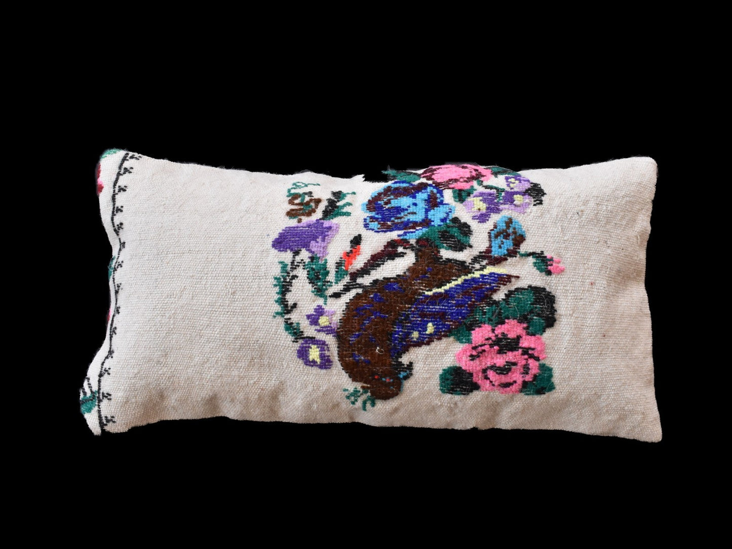 10x20 Kilim Lumbar Pillow Cover Vintage Ethnic Oushak Kilim Pillow Cover 3343