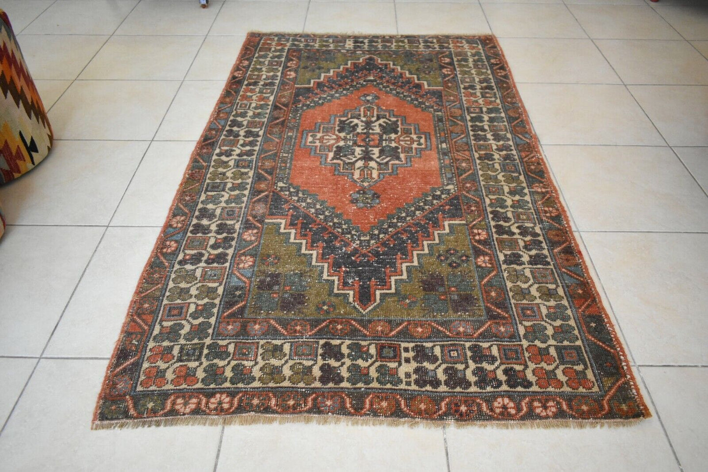 Faded Oushak Rug 6x3.5 ft Anatolian Rug Turkish Carpet Boho Floor Rug U10