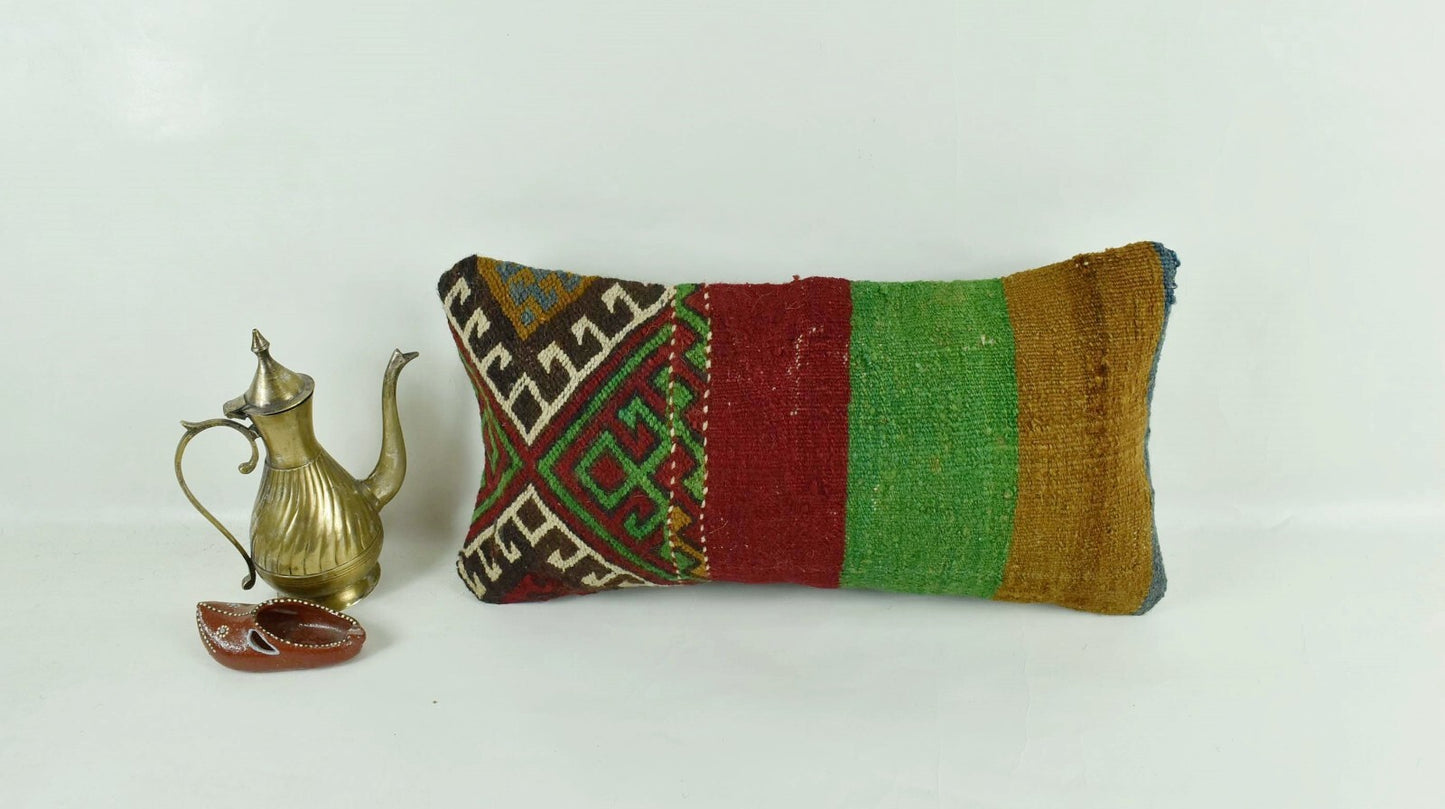 Turkish Cushion Cover 8"x16" Handmade Vintage Boho Ethnic Throw Pillow Case 3134