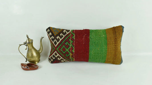 Turkish Cushion Cover 8"x16" Handmade Vintage Boho Ethnic Throw Pillow Case 3134