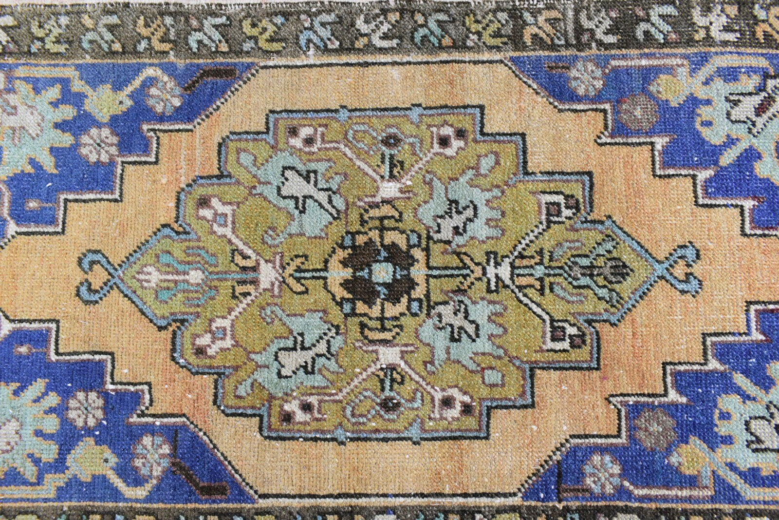 Turkish Runner 3.1x1.8 ft Vintage Small Rug Oushak Runner Anatolian Mini Rug Y60