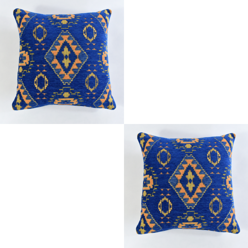 2 pcs/set Kilim Design Blue Pillow Cover Throw Cushion Sofa Couch Tribal Lumbar
