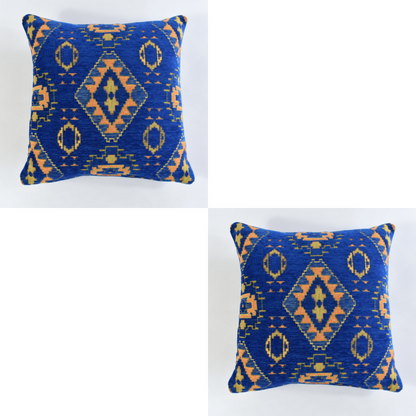 2 pcs/set Kilim Design Blue Pillow Cover Throw Cushion Sofa Couch Tribal Lumbar