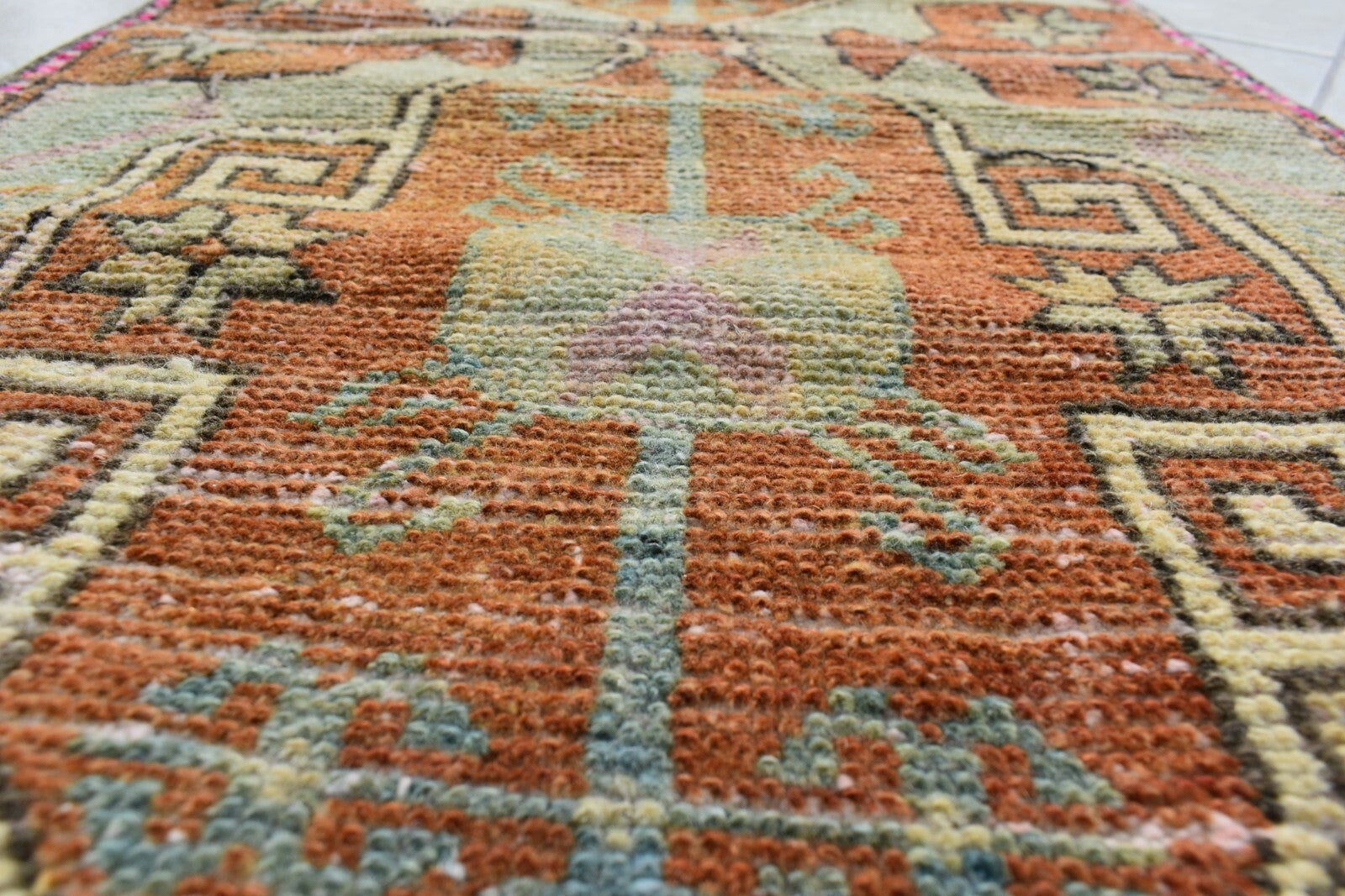 Turkish Runner 3.4x1.6 ft Mini Anatolian Rug Vintage Runner Turkish Runner Y107