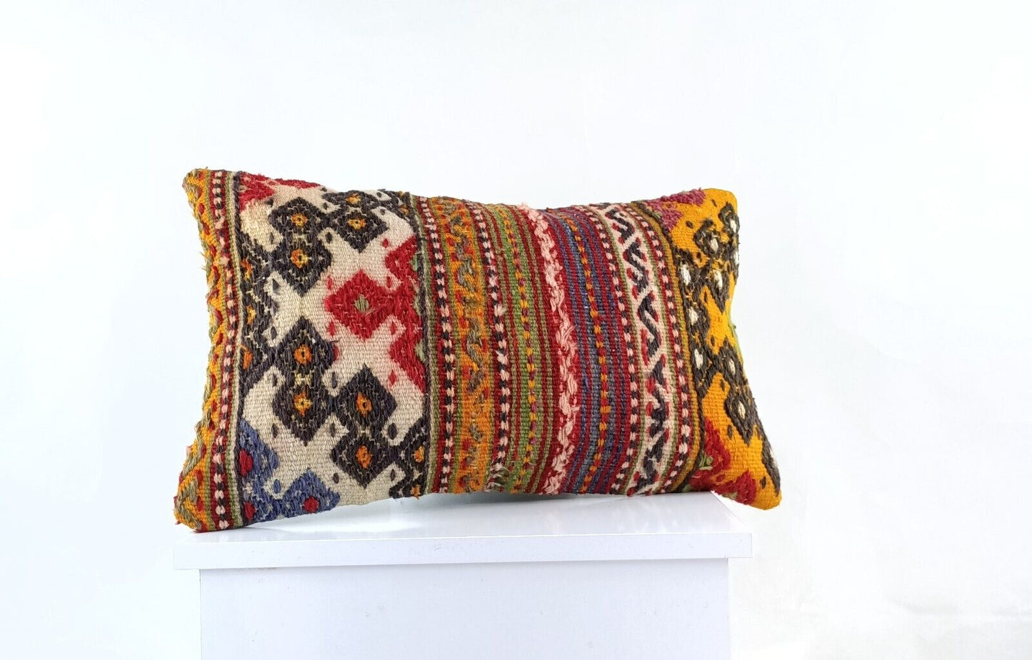 Kilim Pillow Cover 12x20 Turkish Handmade Sofa Couch Floor Lumbar Cushion E990