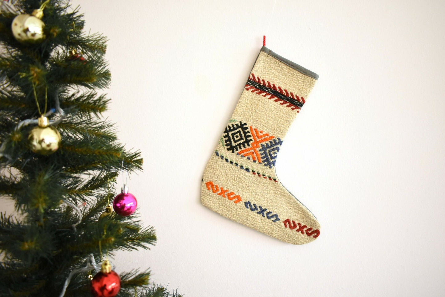  Kilim Christmas Stocking, Rug Christmas Socks, Christmas Decoration, S52