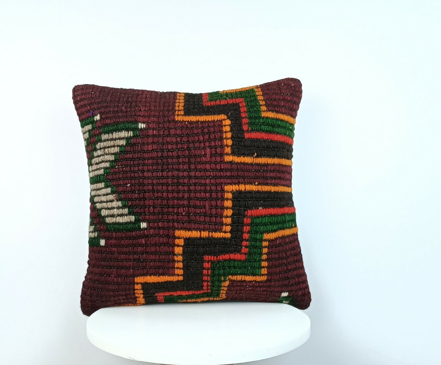Traditional Kilim Cushion Cover 16x16 Handmade Turkish Tribal Pillow Cover E174