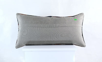 Handmade Turkish Kilim Pillow Cover 12x24 Ethnic Boho Sofa Lumbar Cushion E1010